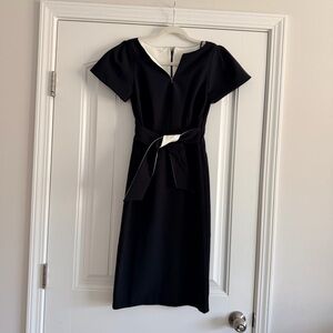 Harper Black Midi Dress with White Trim